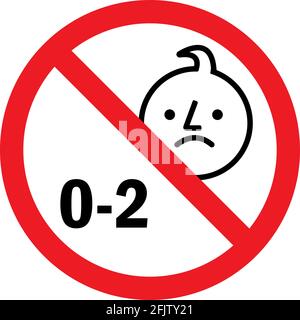 Not suitable for children under age 2 years. Safety signs and symbols. Stock Vector