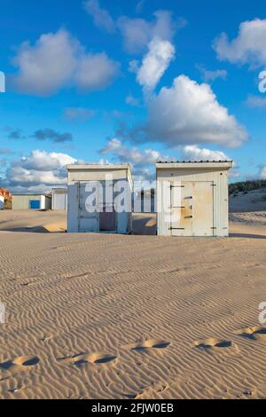 France, Pas de Calais, Cote d'Opale, Sangatte Bleriot Plage, wodden house in the sand dunes Stock Photo