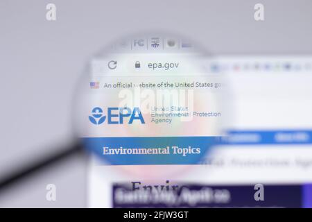 New York, USA - 26 April 2021: United States Environmental Protection Agency EPA logo close-up on website page, Illustrative Editorial Stock Photo