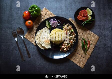 Indian lunch food ingredients. Top view, selective focus. Stock Photo