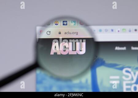 New York, USA - 26 April 2021: American Civil Liberties Union ACLU logo close-up on website page, Illustrative Editorial Stock Photo