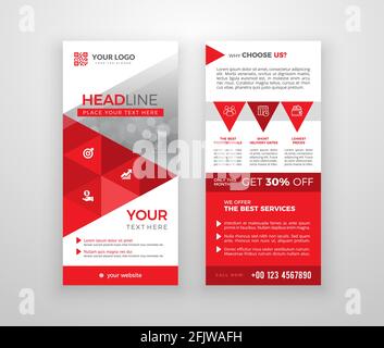 Double-sided DL flyer design. Brochure or flyer template. Layout with modern elements and photo space. Stock Vector