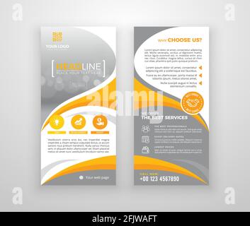 Double-sided DL flyer design. Brochure or flyer template. Layout with modern elements and photo space. Stock Vector