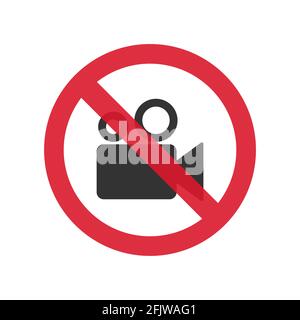 No video cameras sign. No recording red prohibition symbol. Vector illustration . Stock Vector