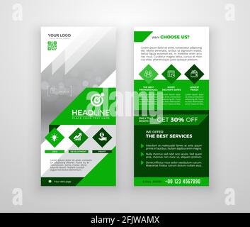 Double-sided DL flyer design. Brochure or flyer template. Layout with modern elements and photo space. Stock Vector