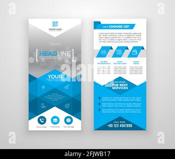 Double-sided DL flyer design. Brochure or flyer template. Layout with modern elements and photo space. Stock Vector