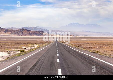 View from the Route 23, the scenic road in the north of Chile, running from Calama to Sico Pass, the border with Argentina. The road passes near Misca Stock Photo