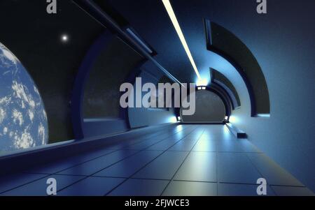 3d render. Space station and hotel Stock Photo