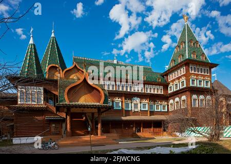 The Wooden Palace of Tsar Alexei Mikhailovich in Kolomenskoye, Moscow, Russia. Stock Photo