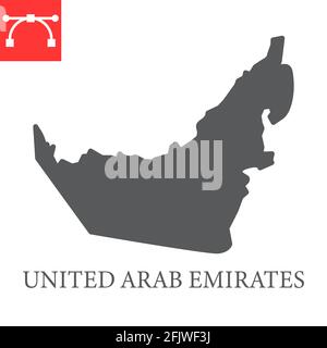 Map of United Arab Emirates glyph icon Stock Vector