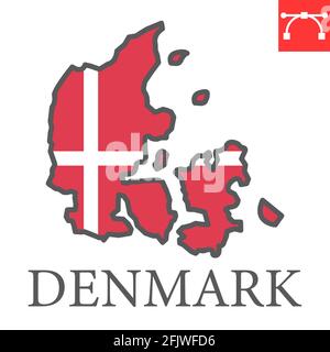 Map of Denmark icon black color vector in circle round illustration ...