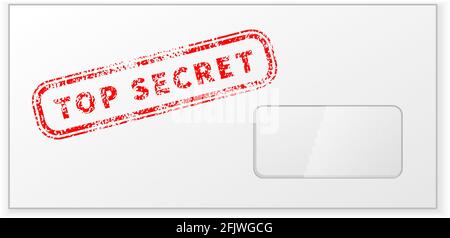White blank realistic envelope with red top secret stamp isolated on white background Stock Vector