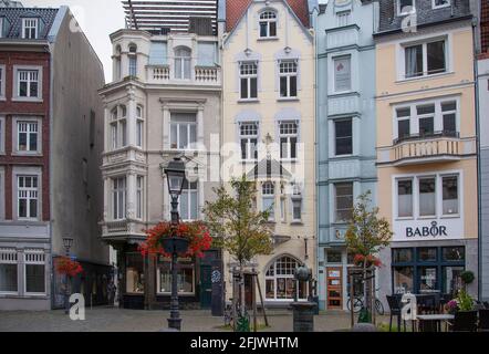 AACHEN, GERMANY. OCTOBER 04, 2020. Street view, restaurants and shops on the square Stock Photo