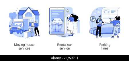 Domestic transport abstract concept vector illustrations. Stock Vector