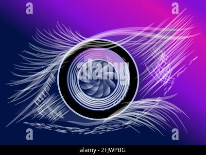 camera lens background,  digital abstract eye background Stock Vector