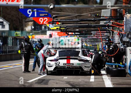 92 Estre Kevin (fra), Jani Neel (che), Porsche GT Team, Porsche 911 RSR - 19, action during the Prologue of the 2021 FIA World Endurance Championship on the Circuit de Spa-Francorchamps, from April 26 to 27 in Stavelot, Belgium - Photo Joao Filipe / DPPI Stock Photo