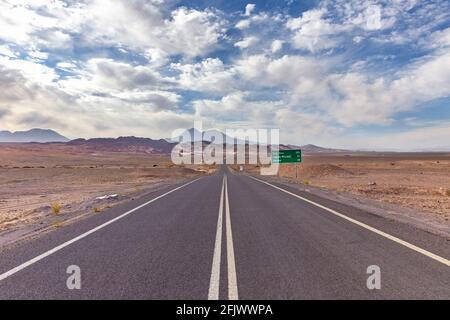 View from the Route 23, the scenic road in the north of Chile, running from Calama to Sico Pass, the border with Argentina. The road passes near Misca Stock Photo