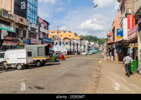 KANDY, SRI LANKA - JULY 19, 2016: Typical street in the center of Kandy, Sri Lanka Stock Photo