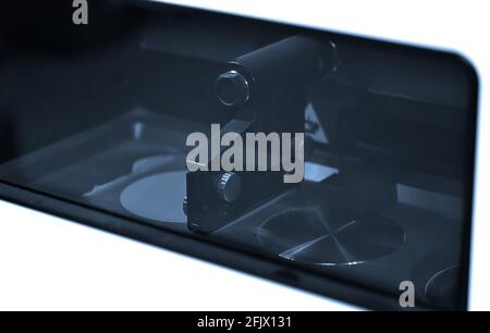 Working chamber Desktop Laser sintering machine metal, DMLS technology. Stock Photo