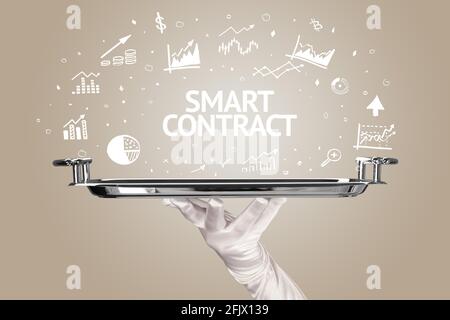 Waiter serving business idea concept Stock Photo