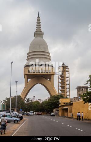 COLOMBO, SRI LANKA - JULY 26, 2016: Sambodhi Chaithya Buddha Jayanthi Chaithya stupa in Colombo. Stock Photo