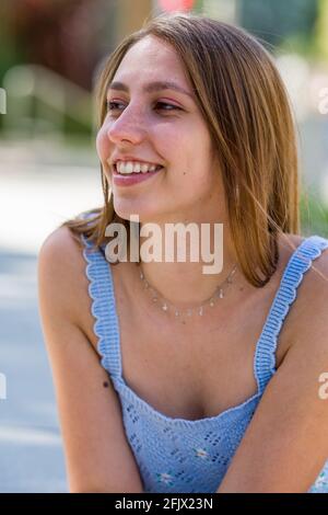 Closeup Portraits of a Dark Blonde Young Woman Stock Photo