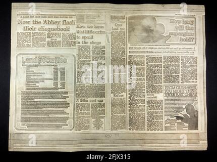 A flong (full double page), created as part of the newspaper printing process for The Standard newspaper (now the London Standard) on 18th May 1982. Stock Photo