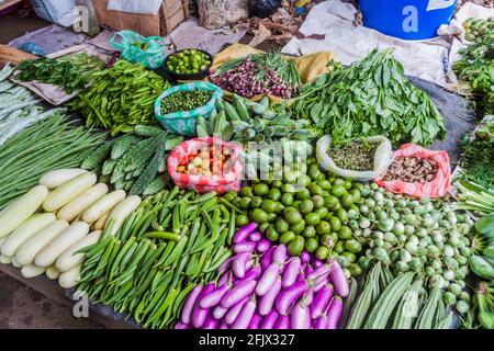 Vegetables stall at the produce market in Nuwara Eliya town, Sri Lanka Stock Photo