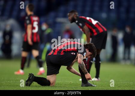 Rome, Italy. 26th Apr, 2021. ROME, Italy - 26.04.2021: Disappoint Milan players during the Italian Serie A Championship 2021 soccer match between SS LAZIO VS MILAN at Olympic stadium in Rome. Credit: Independent Photo Agency/Alamy Live News Stock Photo
