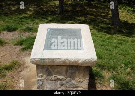 IRVINE, CALIFORNIA - 26 APR 2021: Plaque marking the historic site of the Valencia Growers Packing House in the Jeffrey Open Sapce Trail. Stock Photo