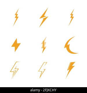 Lightning bolt icon logo set  creative vector illustration Stock Vector
