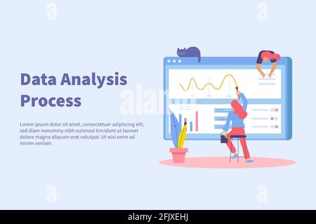 Web development flat background with editable text and doodle images of woman painting curve on screen vector illustration Stock Vector