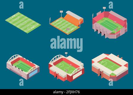 six isometric stadiums Stock Vector