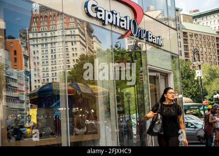 New York, USA. 03rd Aug, 2019. A branch of Capital One Bank in Union Square in New York on Saturday, August 3, 2019. (Photo by Richard B. Levine) Credit: Sipa USA/Alamy Live News Stock Photo