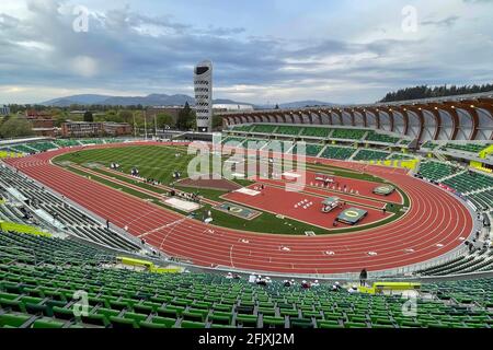 An aerial view of Hayward Field on the campus of the University of ...