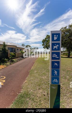 sign on Osprey Waters Foreshore Reserve trail Stock Photo