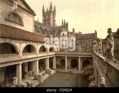 The Roman baths in Bath , Somerset circa 1890-1900 Stock Photo