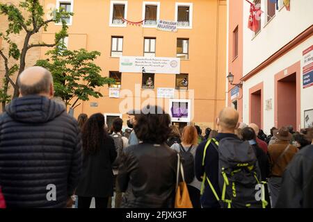 Madrid, Spain. 26th Apr, 2021. Demonstrators gather against the closure of the cultural centers of Madrid in the Plaza de Dos de Mayo. Credit: SOPA Images Limited/Alamy Live News Stock Photo