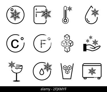 cold storage icon icons collection package white isolated background with outline style Stock Vector