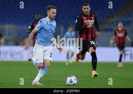 Rome, Lazio. 26th Apr, 2021. Manuel Lazzari of Lazio during the Italian Serie A soccer match SS Lazio v AC Milan in the Olympic stadium in Rome, Italy, 26 April 2021. Credit: Independent Photo Agency/Alamy Live News Stock Photo