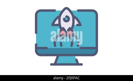 desktop launch startup single isolated icon with single isolated icon ...