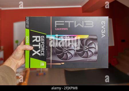 EVGA Geforce RTX 3090 Nvidia GPU box Stock Photo