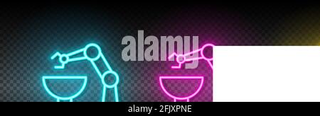 hydraulic arm, industrial arm neon icon set Stock Vector
