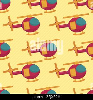 helicopter vehicle seamless pattern vector illustration Stock Vector