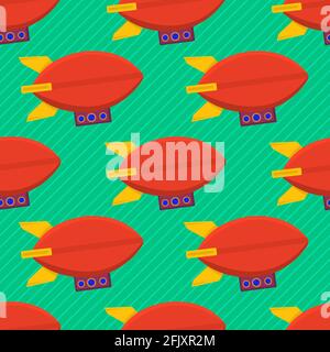 airship vehicle seamless pattern vector illustration Stock Vector
