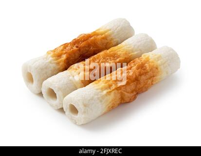 Three Japanese cucumbers placed on a white background Stock Photo