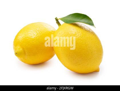 Two lemons placed on a white background Stock Photo