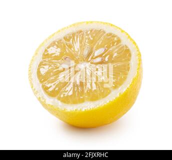 Lemons cut in half on a white background Stock Photo