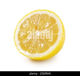 Lemons cut in half on a white background Stock Photo