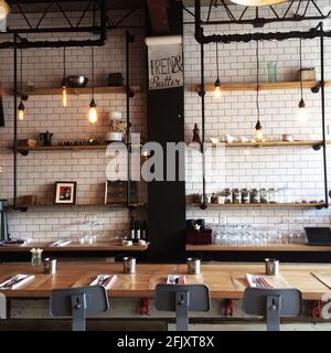 Restaurant Bread and Butter, which name changed to Little Bread in Coral Gables, FL, with beautiful interior design. Stock Photo